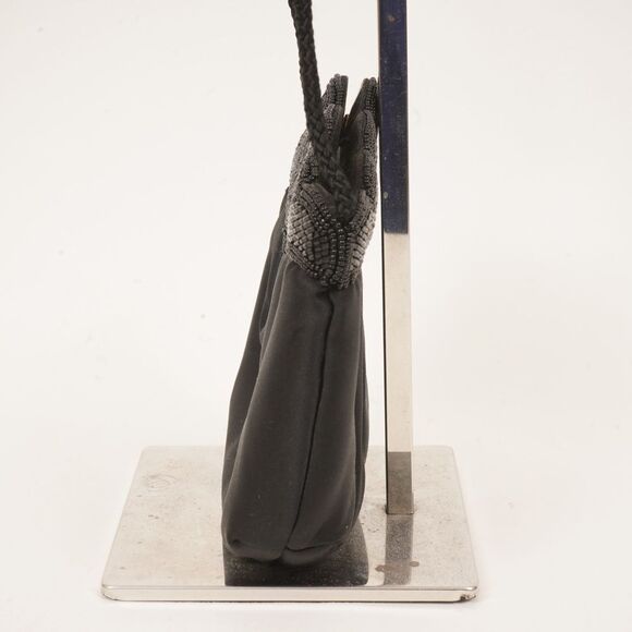 Andre Cellini Black Clam Shell Top Beaded Hand Bag - Picture 6 of 15